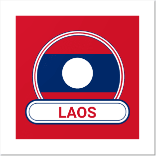 Laos Country Badge - Laos Flag Posters and Art